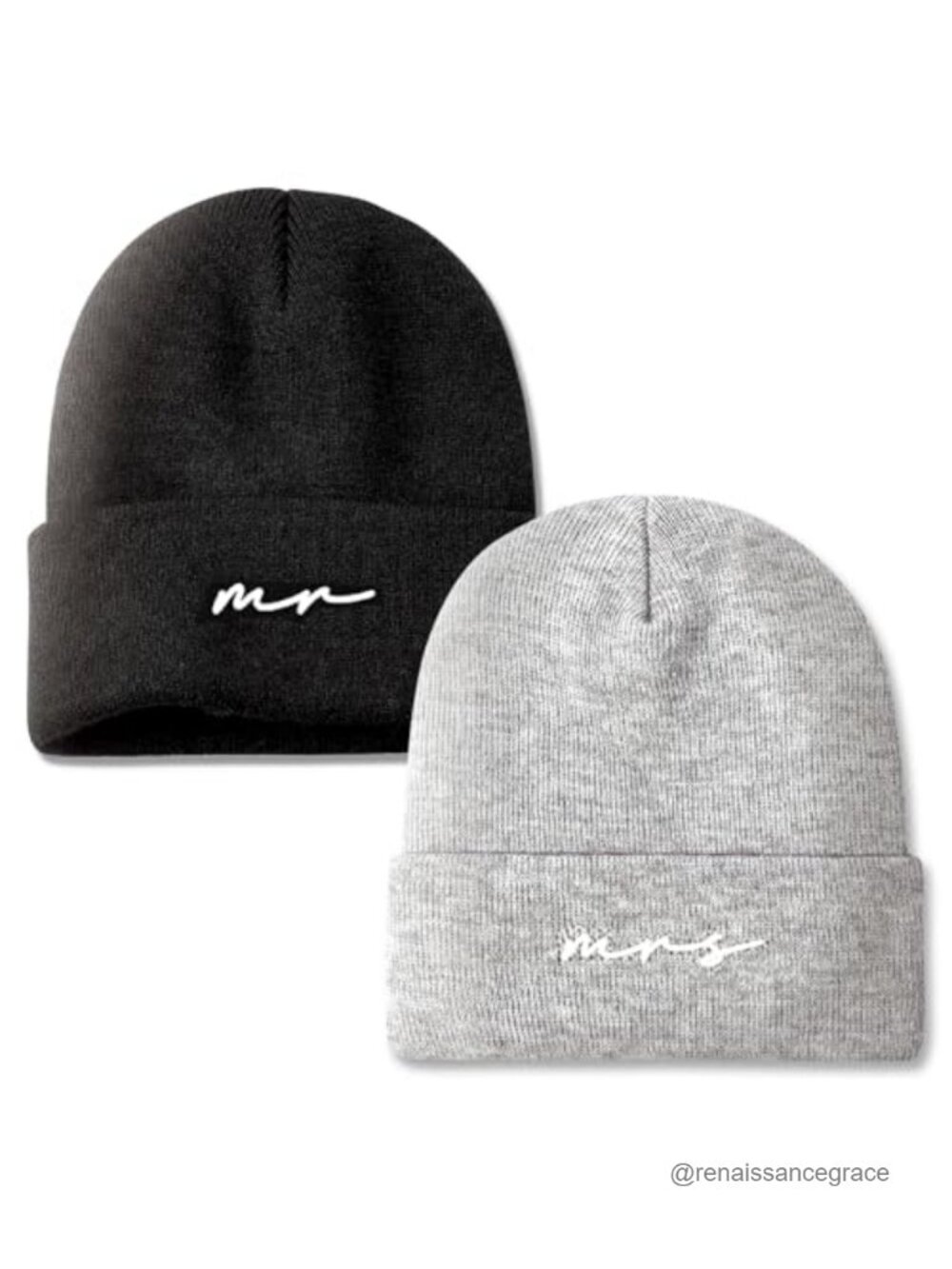 Mr & Mrs Matching Beanie Hats Couple Wedding Gift